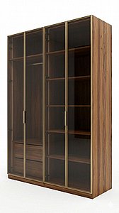 ארון 4 דלתות מעוצב דגם שנהב עם דלתות זכוכית בצבע אלון מבוקע ארון 4 דלתות מעוצב דגם שנהב עם דלתות זכוכית בצבע אלון מבוקע